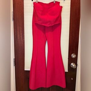 Chic Red Women's Flare Pants Size Large